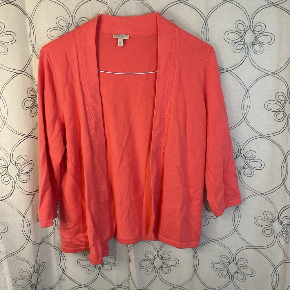 Woman's Talbots petite‎ medium coral cardigan